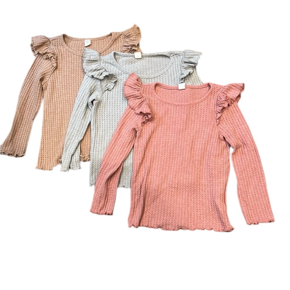 SHEIN | Waffle Knit Long-Sleeved Tops